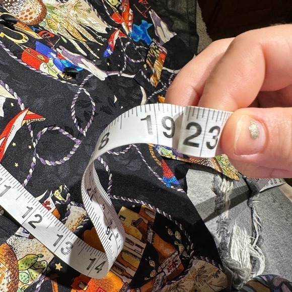 Vintage Nicole Miller Printed Vest Cowboy Rodeo Western Silk Black Size Large - Picture 9 of 11